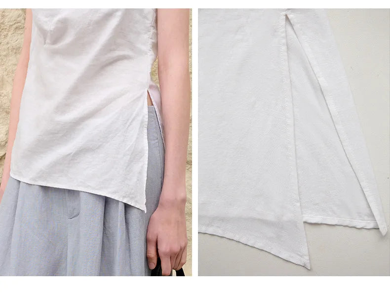 Casual And Sexy Sleeveless Slit Vest