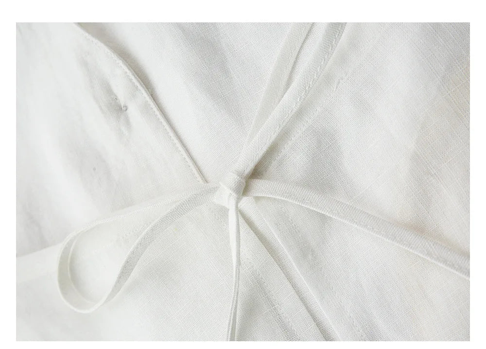 Elegant Linen V-Neck Backless Sleeveless Vest