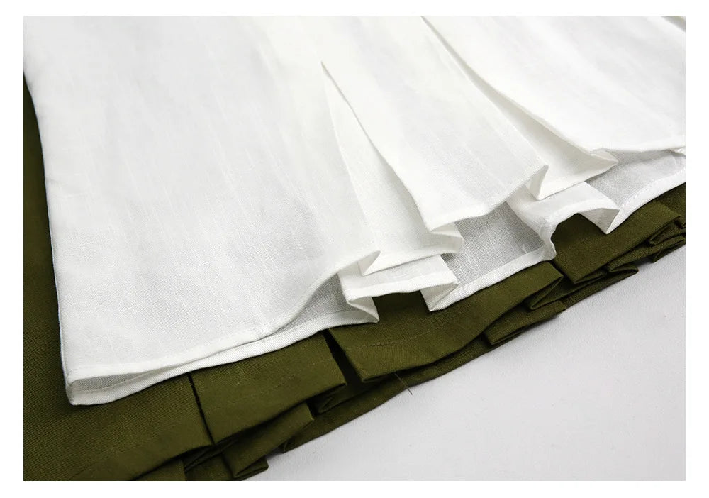 Linen Sleeveless Pleated Fashion Vest