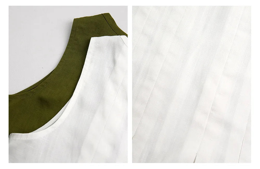 Linen Sleeveless Pleated Fashion Vest